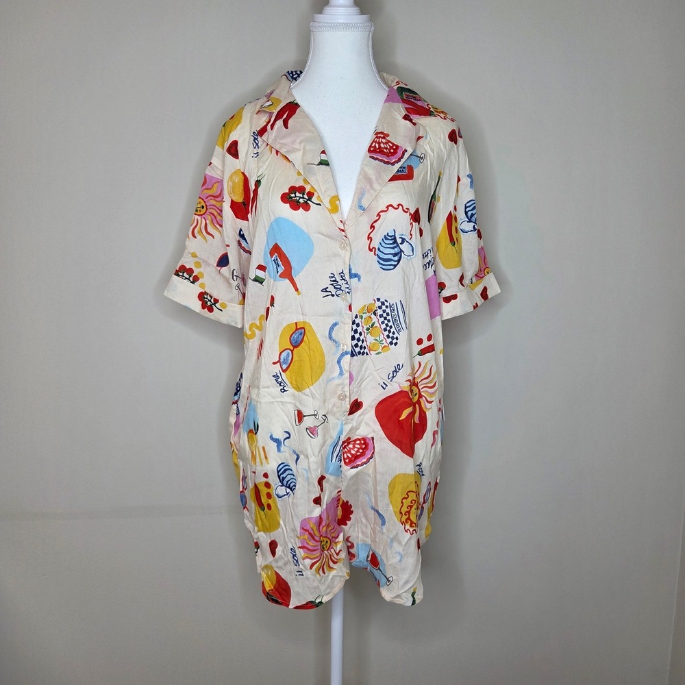 True Destination Anthropologie Romper NWT Medium Resort Tropical Print Boho